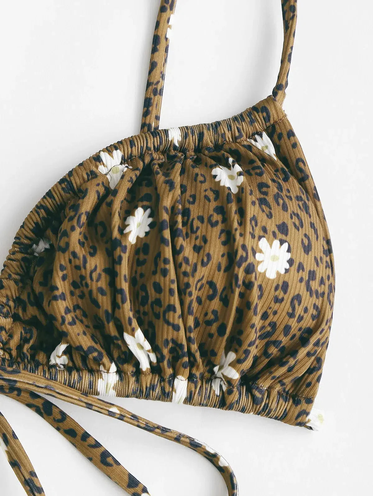 Leopard Daisy Drawstring Bikini Set - KAYSMAR