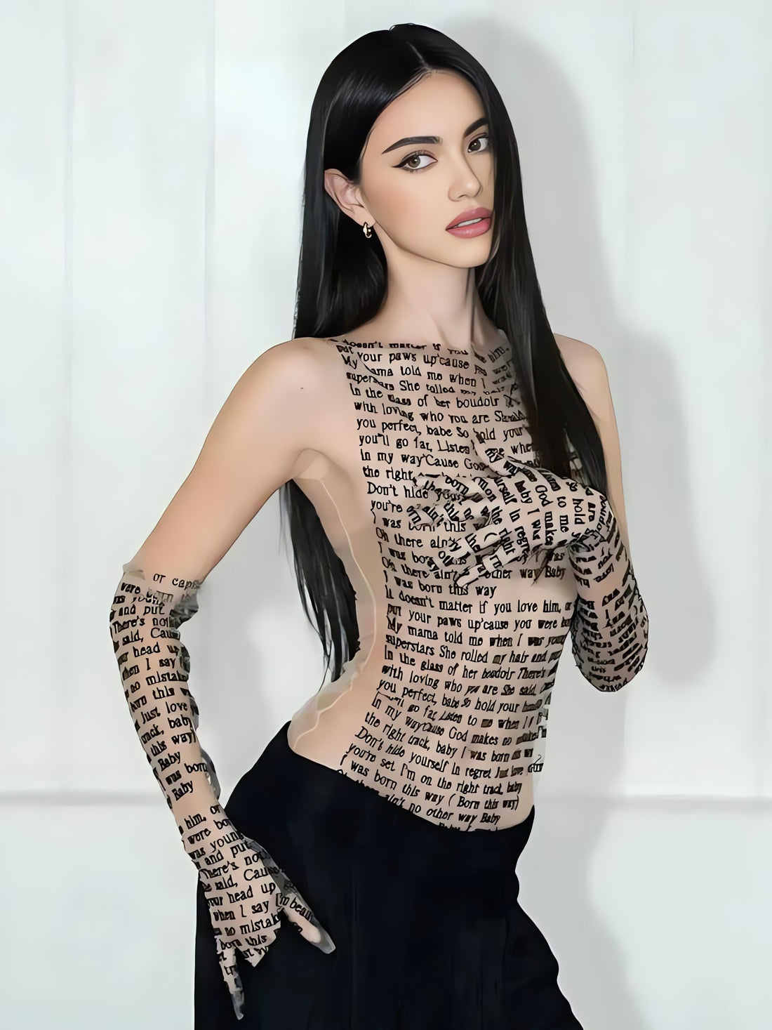 Letter Printed Top with Gloves - KAYSMAR