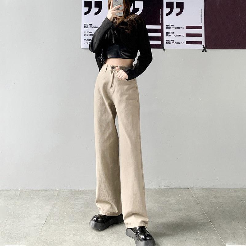 Light Academia High Waist Denim Pants - KAYSMAR