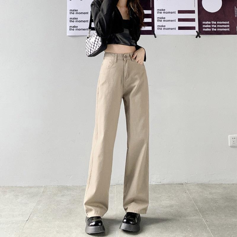 Light Academia High Waist Denim Pants - KAYSMAR