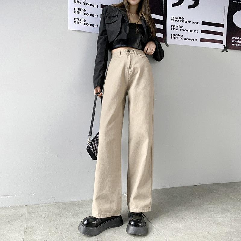 Light Academia High Waist Denim Pants - KAYSMAR