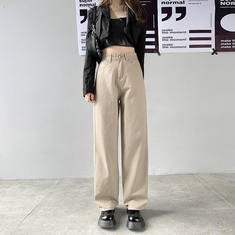 Light Academia High Waist Denim Pants - KAYSMAR
