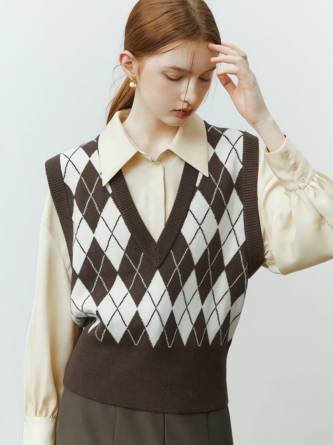 Light Academia Argyle Sweater Vest - KAYSMAR