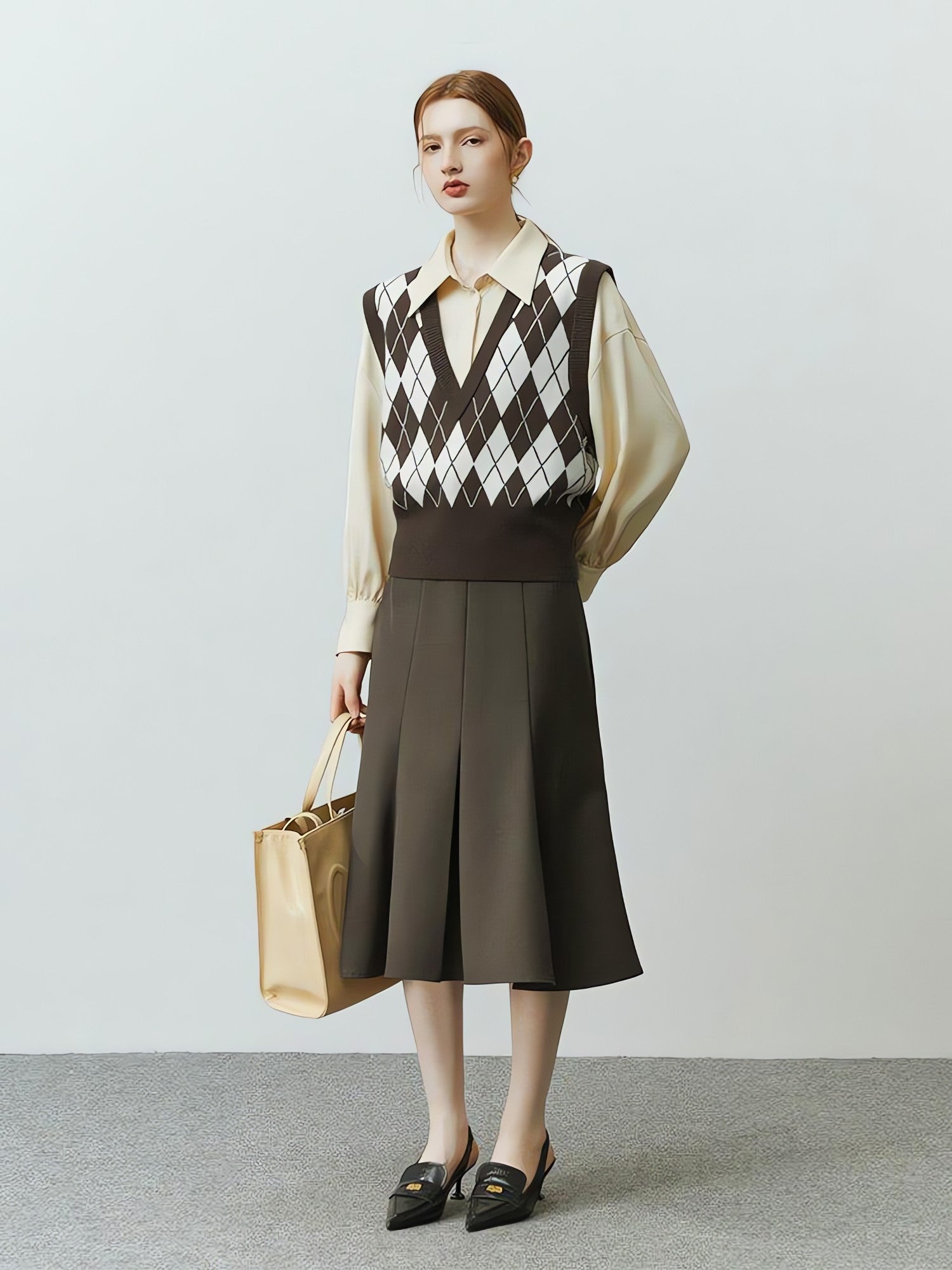 Light Academia Argyle Sweater Vest - KAYSMAR
