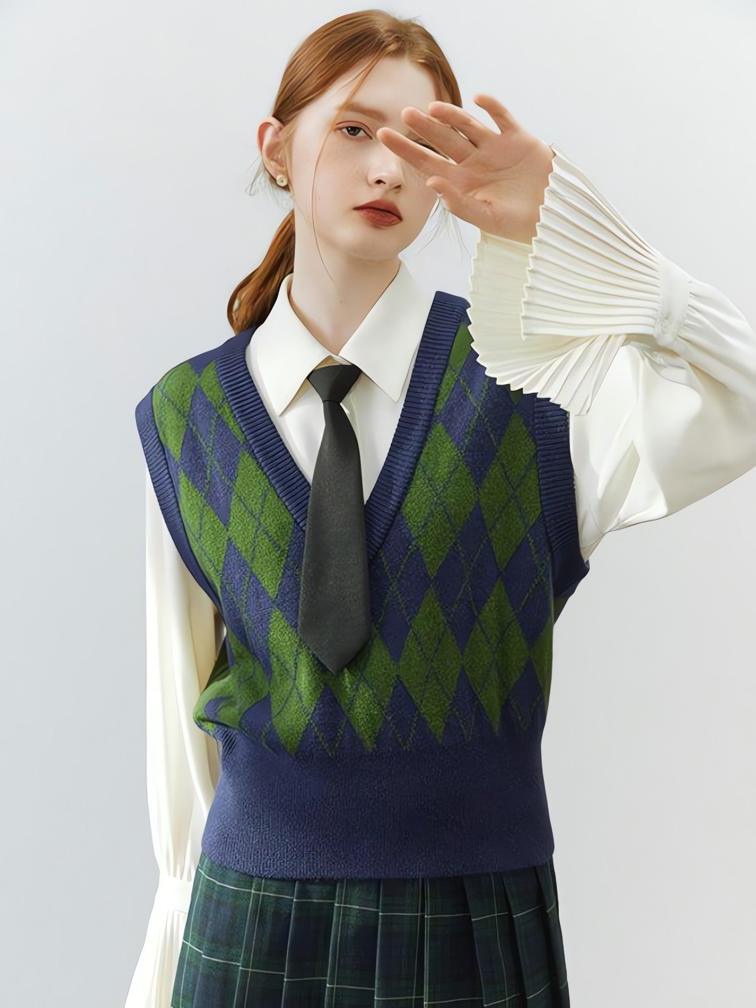 Light Academia Argyle Sweater Vest - KAYSMAR