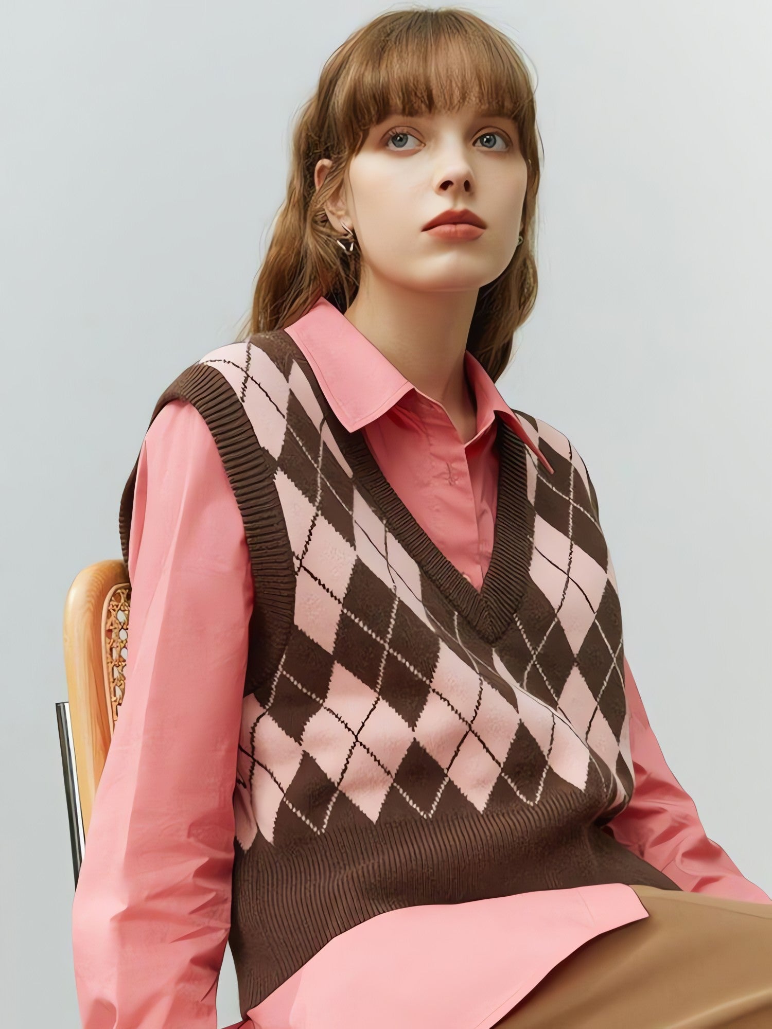 Light Academia Argyle Sweater Vest - KAYSMAR