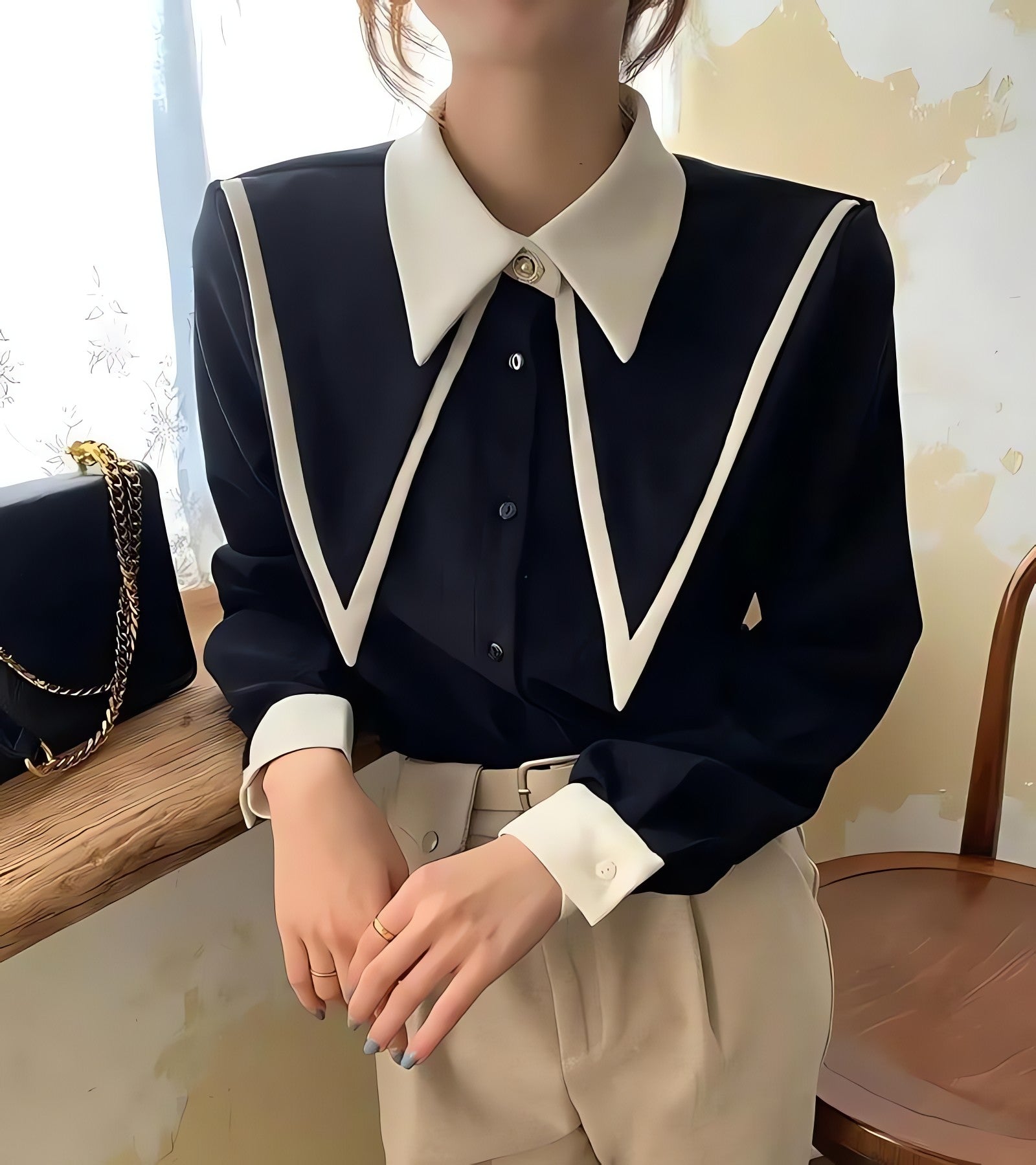 Light Academia Contrast Shirt - KAYSMAR
