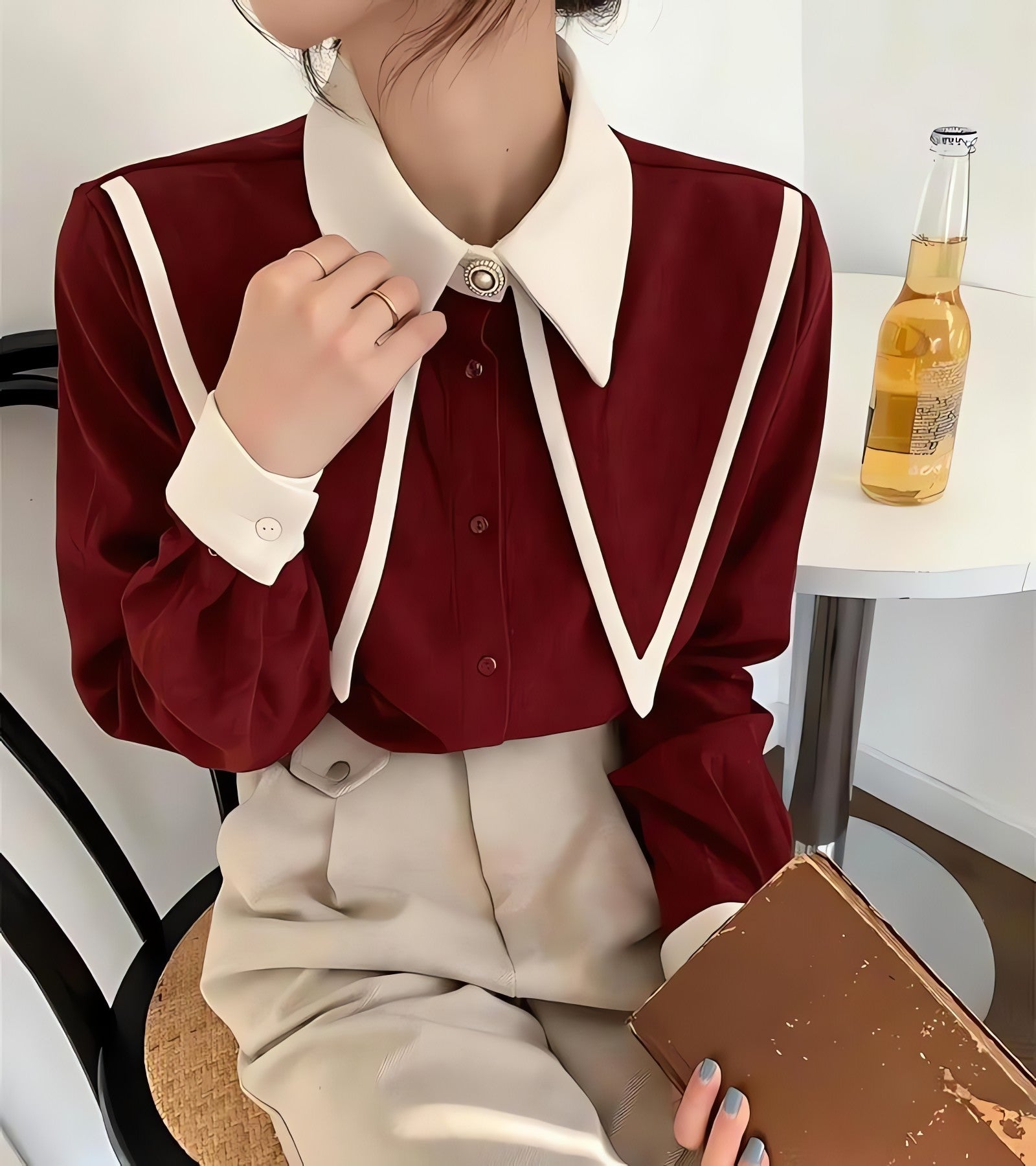 Light Academia Contrast Shirt - KAYSMAR