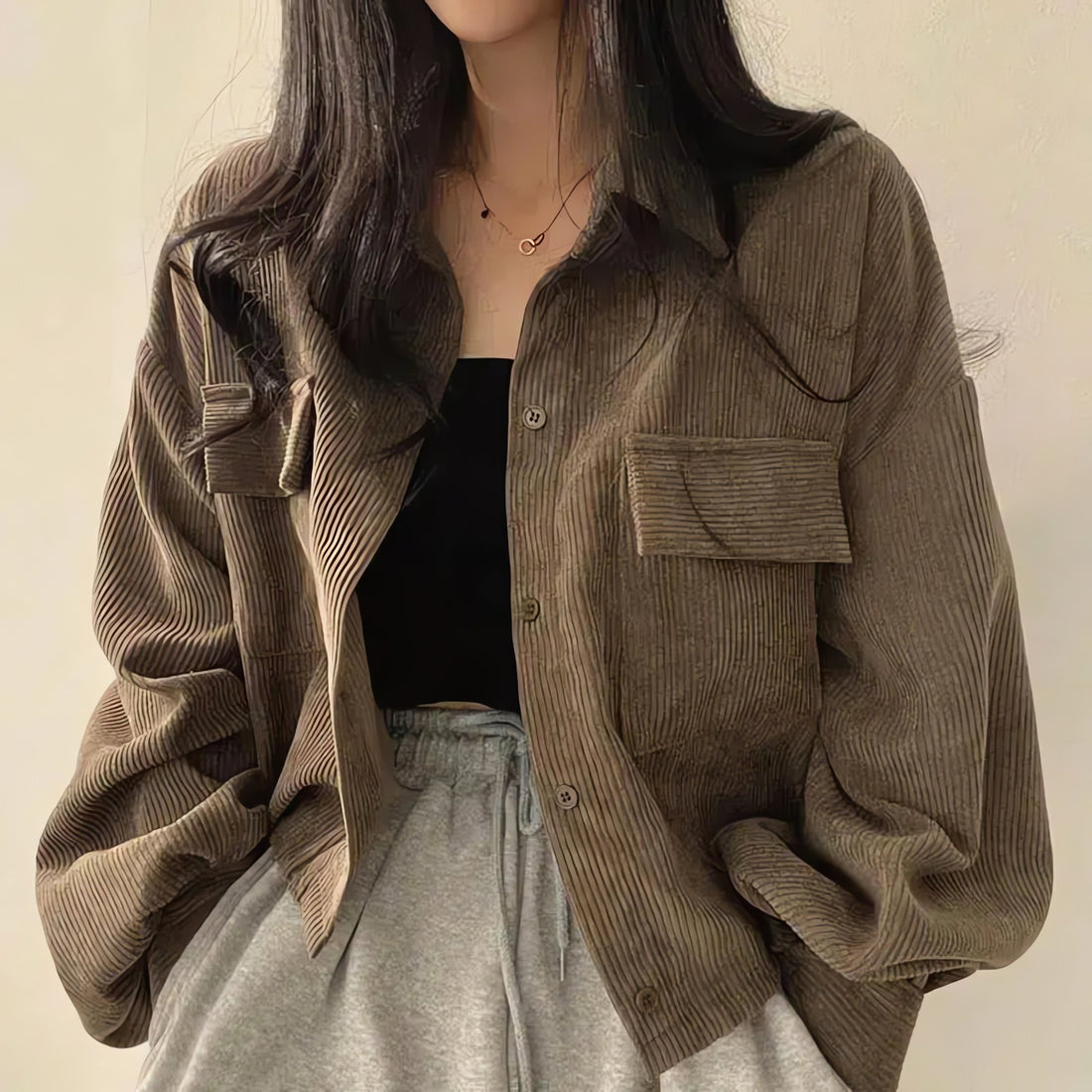 Light Academia Cropped Corduroy Jacket - KAYSMAR