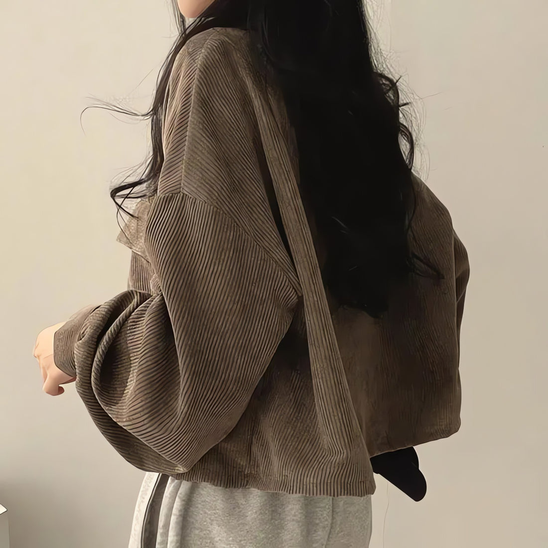 Light Academia Cropped Corduroy Jacket - KAYSMAR