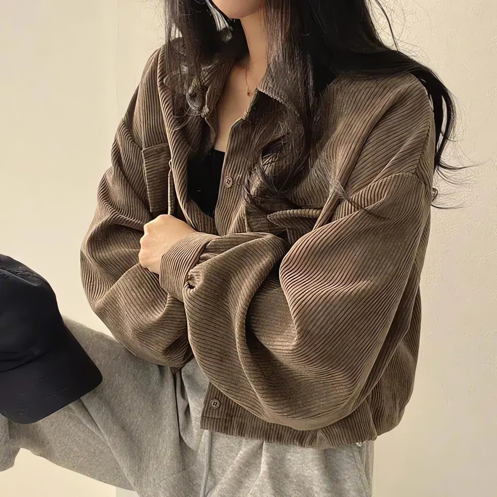 Light Academia Cropped Corduroy Jacket - KAYSMAR