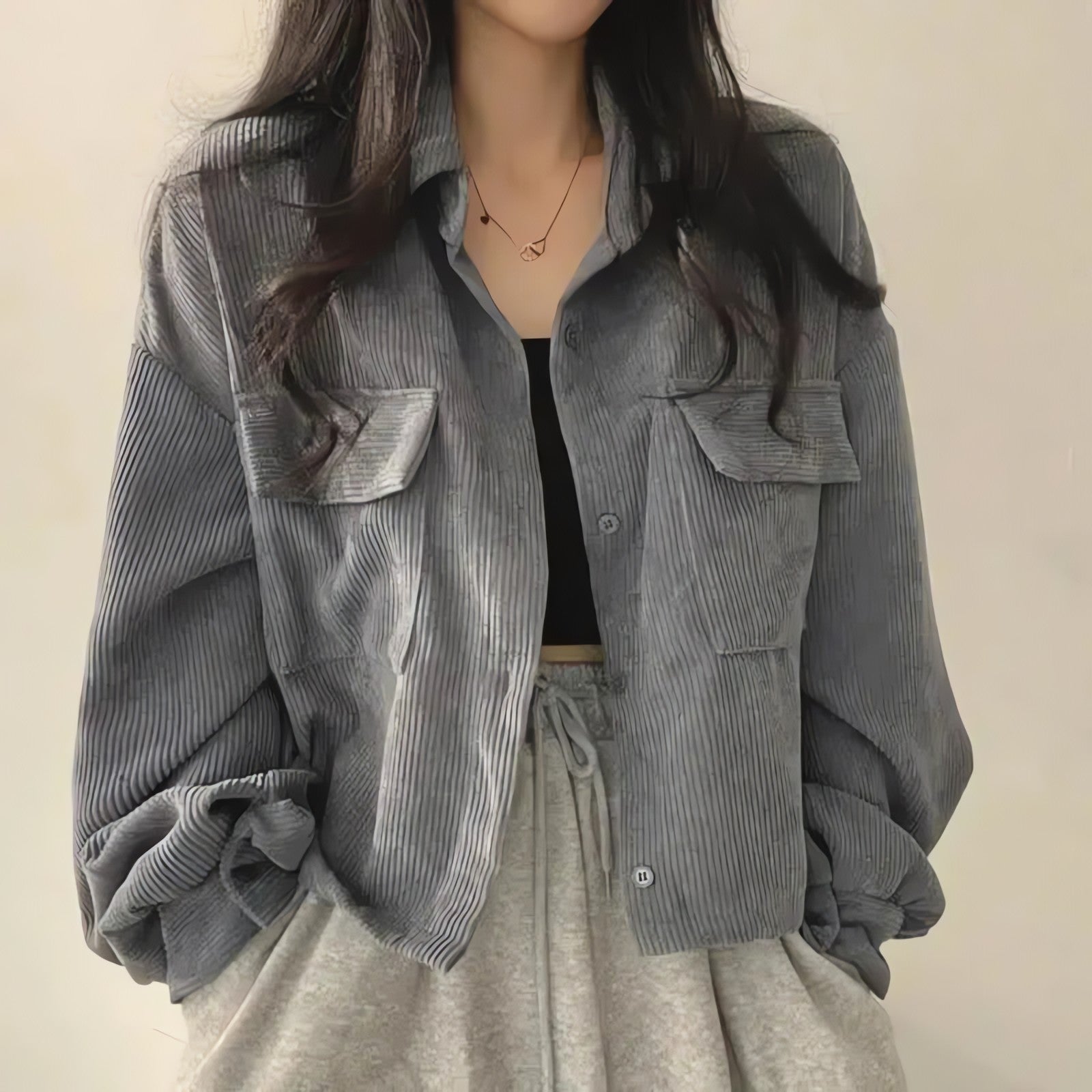 Light Academia Cropped Corduroy Jacket - KAYSMAR