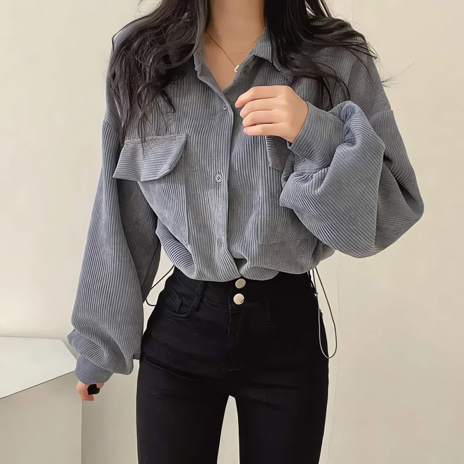 Light Academia Cropped Corduroy Jacket - KAYSMAR
