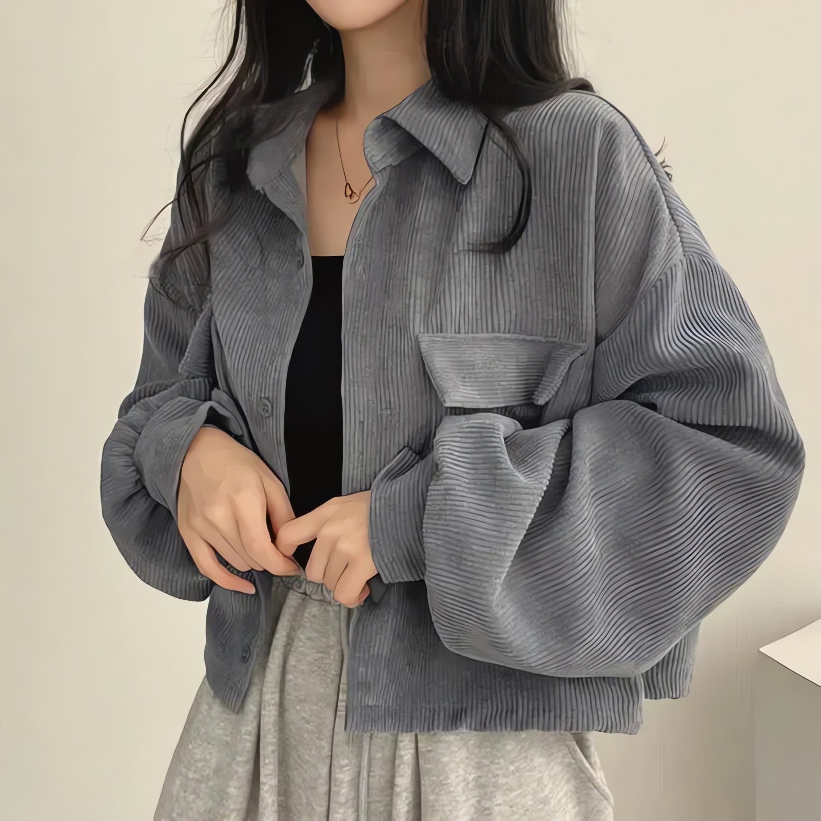 Light Academia Cropped Corduroy Jacket - KAYSMAR