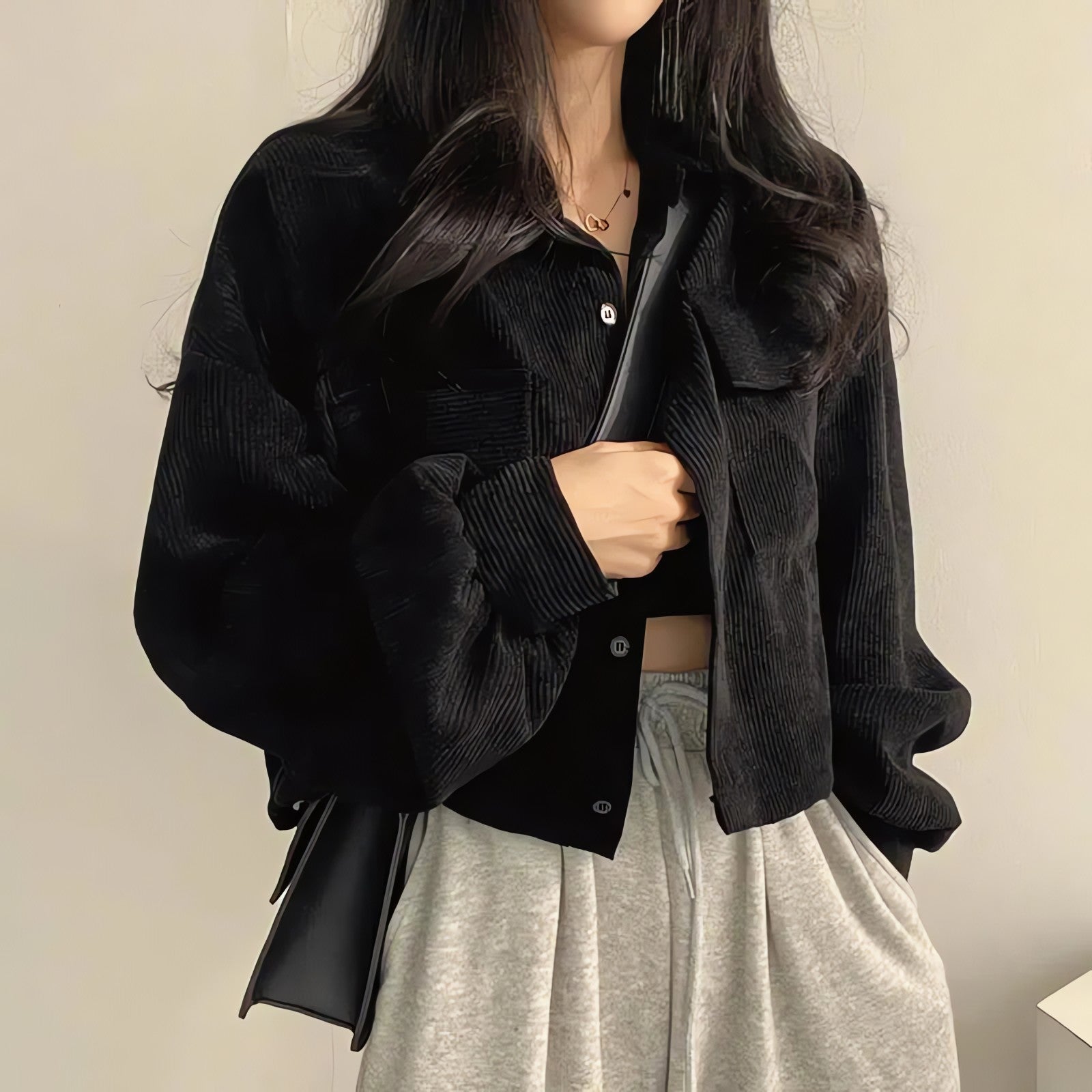 Light Academia Cropped Corduroy Jacket - KAYSMAR