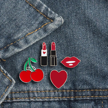 Lipstick Heart Cherry Lip Pins - KAYSMAR