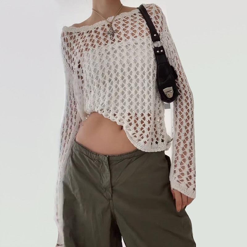 Long Sleeve Fishnet Top - KAYSMAR