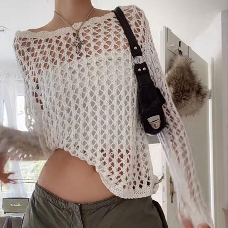Long Sleeve Fishnet Top - KAYSMAR