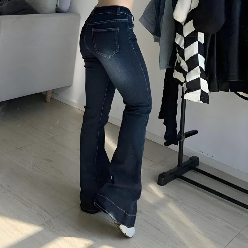 Low Rise Flare Denim Jeans - KAYSMAR