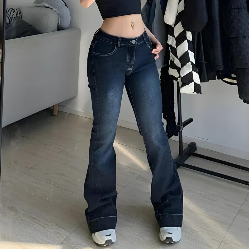 Low Rise Flare Denim Jeans - KAYSMAR