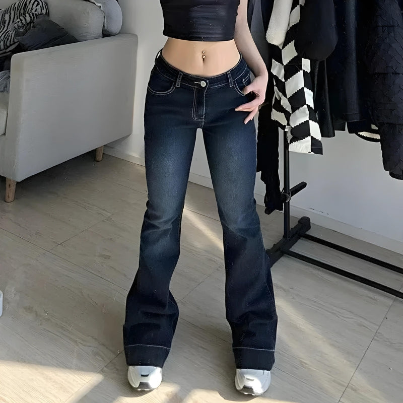 Low Rise Flare Denim Jeans - KAYSMAR