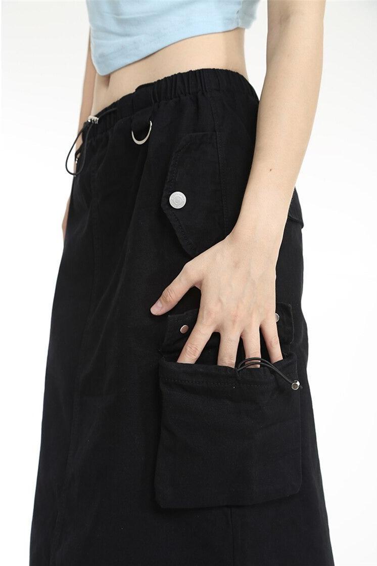 Low Rise Parachute Maxi Skirt - KAYSMAR