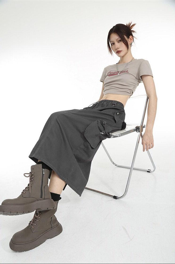 Low Rise Parachute Maxi Skirt - KAYSMAR