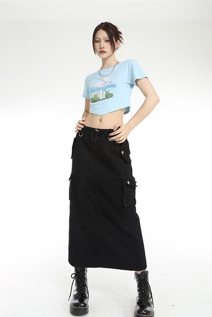 Low Rise Parachute Maxi Skirt - KAYSMAR
