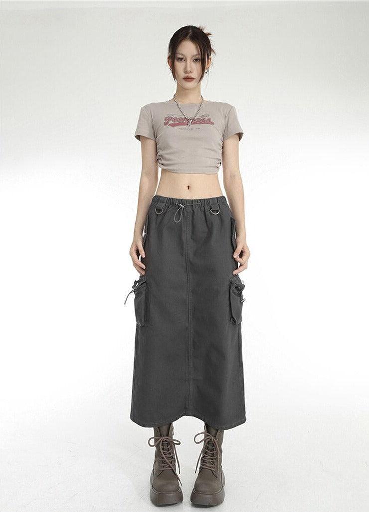 Low Rise Parachute Maxi Skirt - KAYSMAR