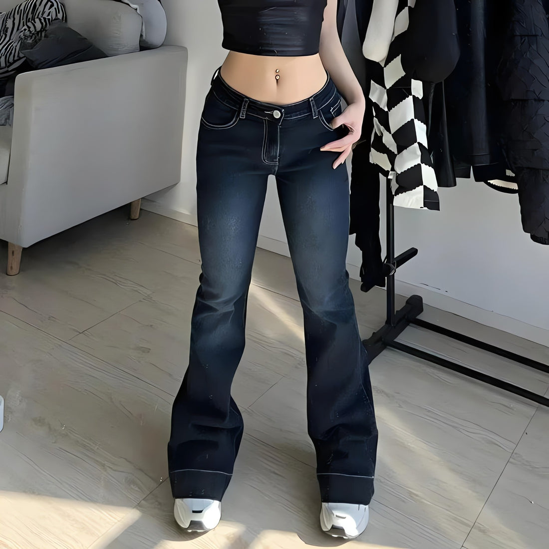 Low Rise Flare Denim Jeans - KAYSMAR