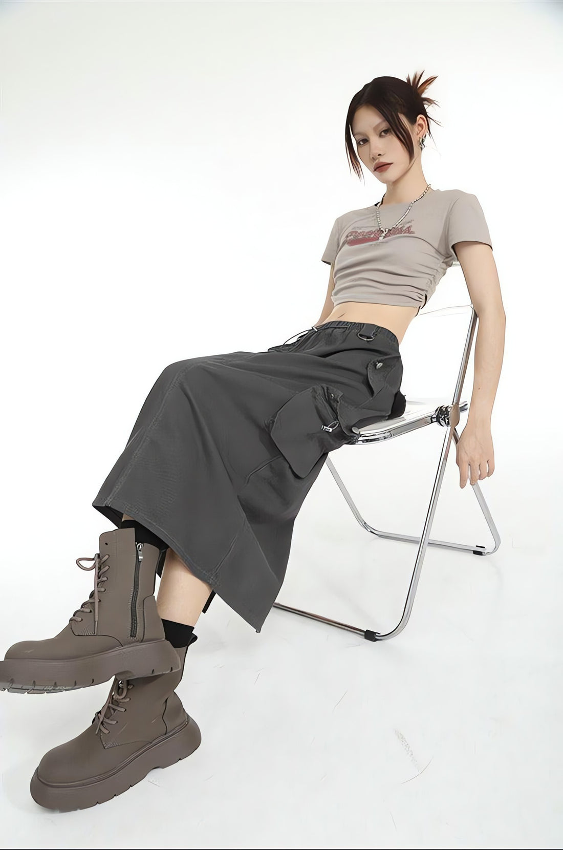 Low Rise Parachute Maxi Skirt - KAYSMAR