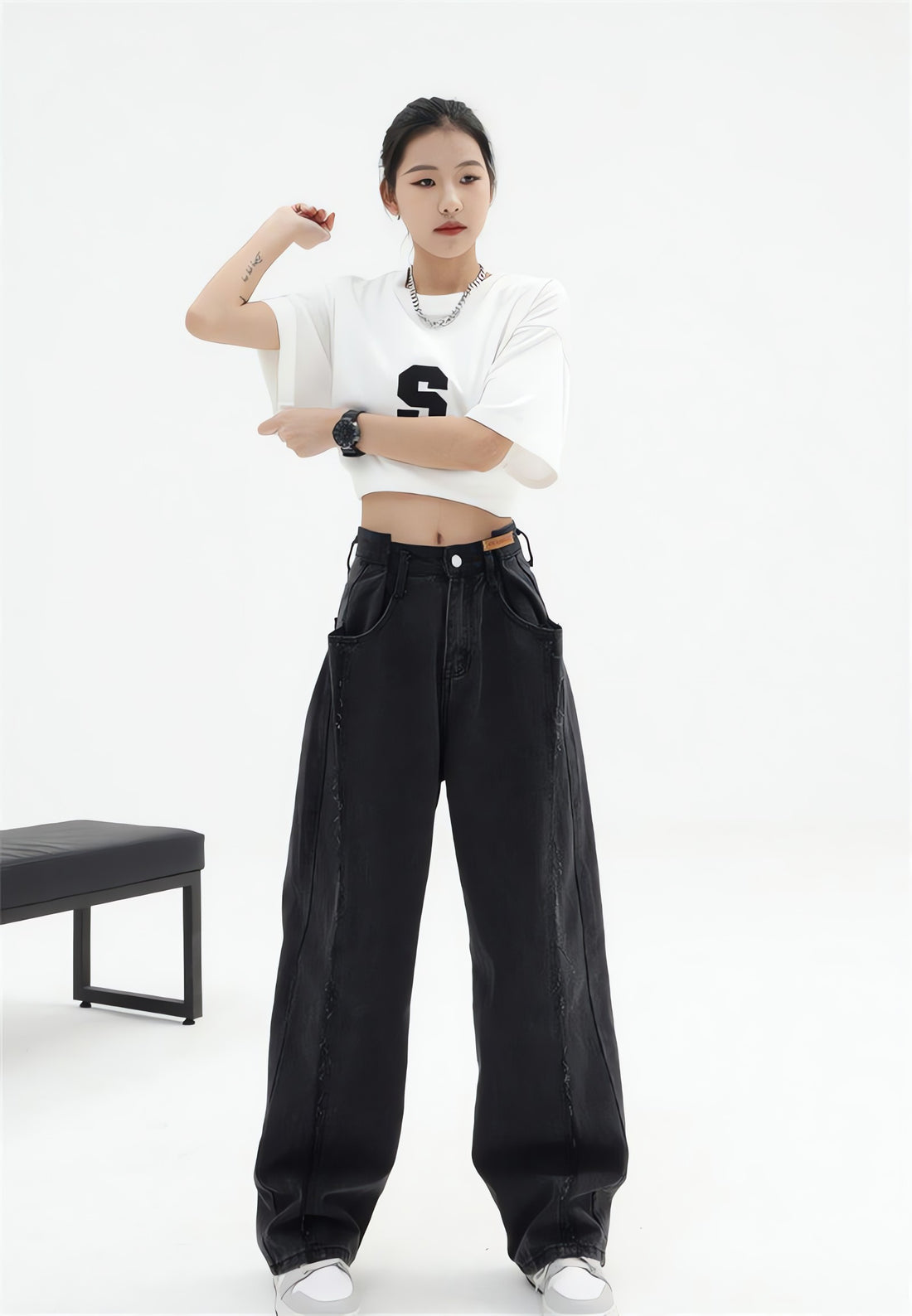 Low Rise Wide Leg Baggy Jeans - KAYSMAR