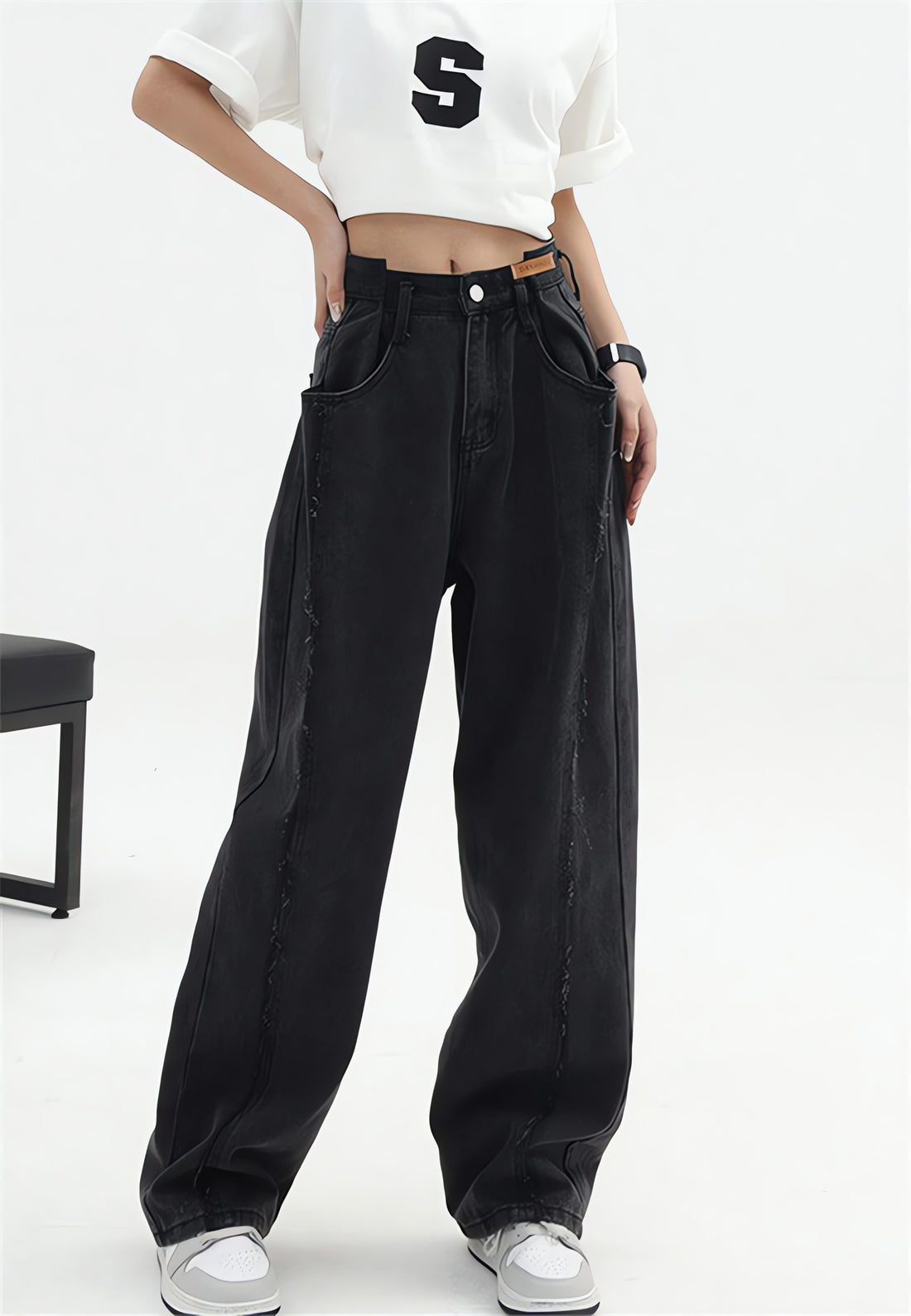 Low Rise Wide Leg Baggy Jeans - KAYSMAR