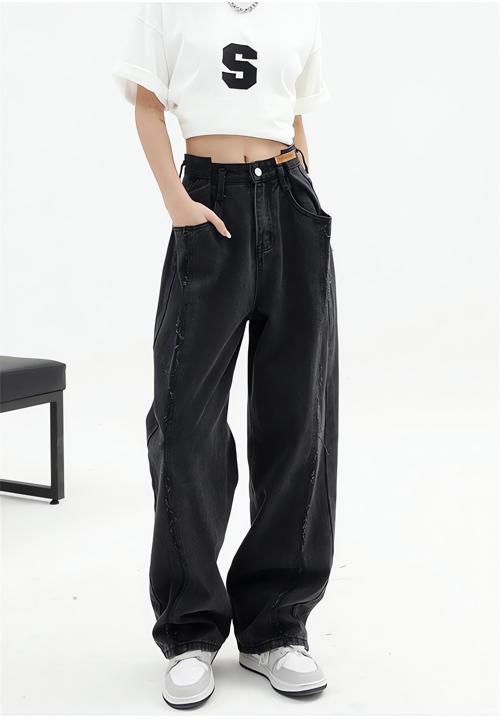 Low Rise Wide Leg Baggy Jeans - KAYSMAR