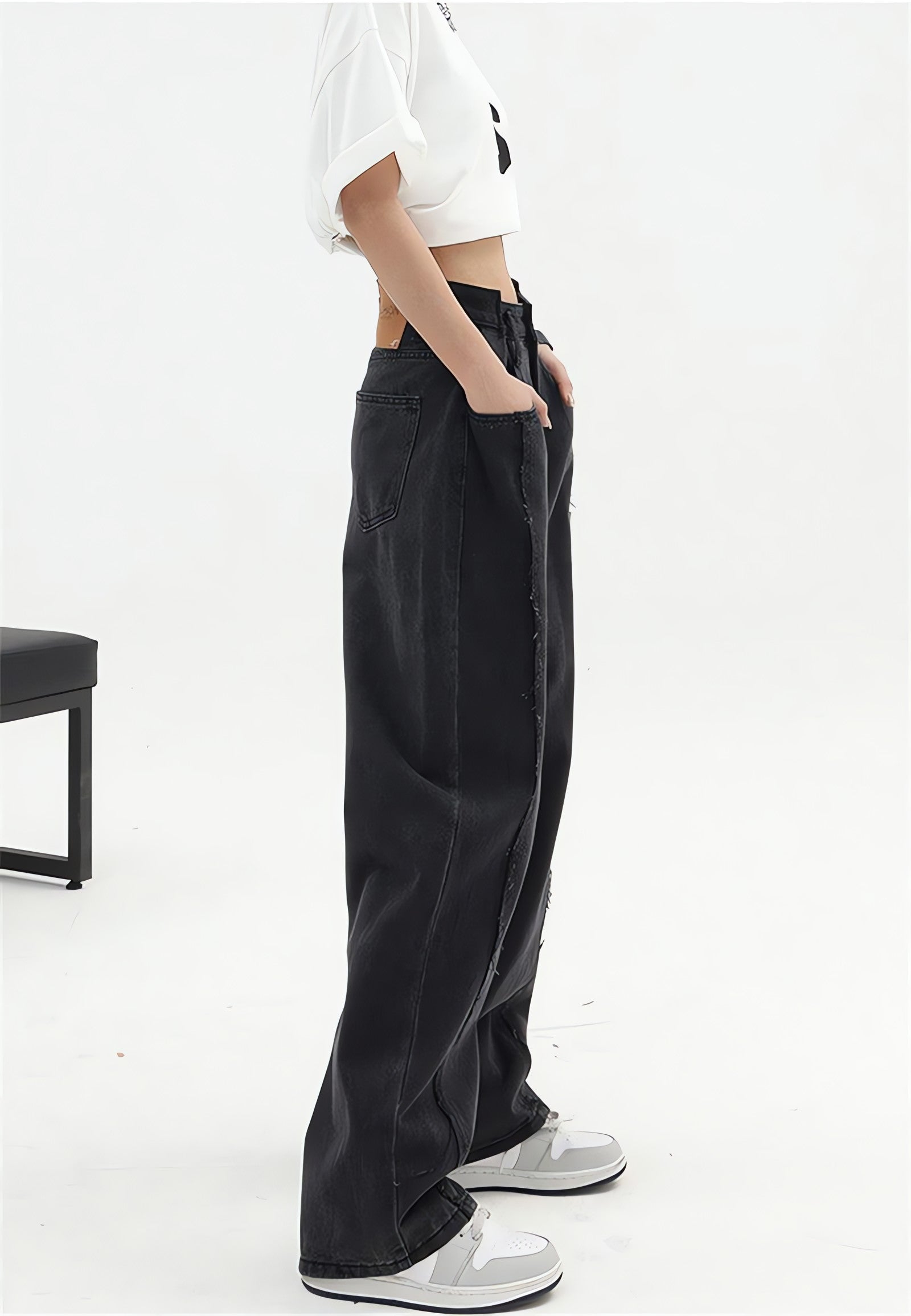 Low Rise Wide Leg Baggy Jeans - KAYSMAR