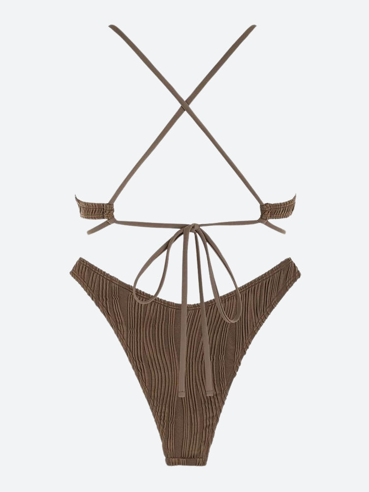 Metal Hardware Criss Cross Bikini Set - KAYSMAR
