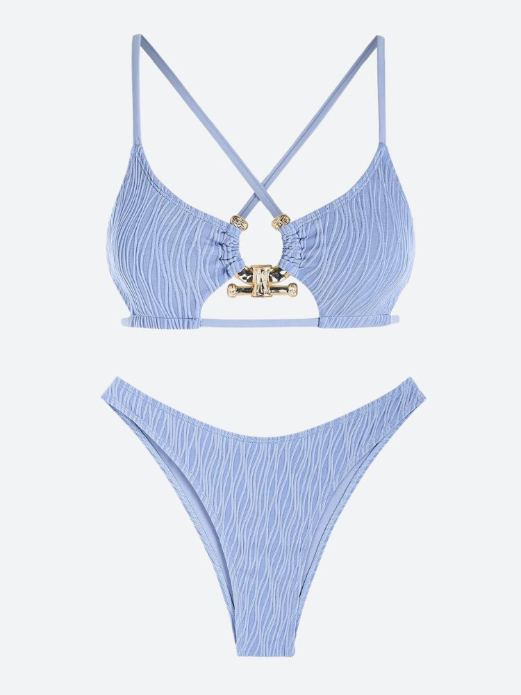 Metal Hardware Criss Cross Bikini Set - KAYSMAR