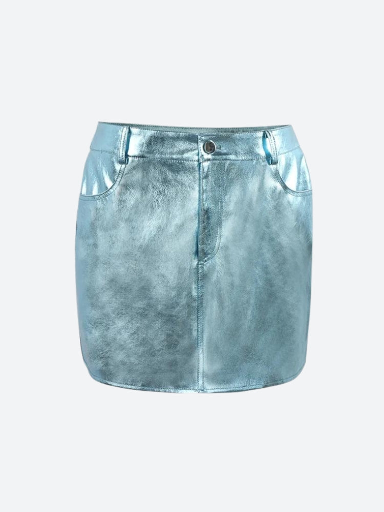 Metallic Faux Leather Mini Skirt - KAYSMAR