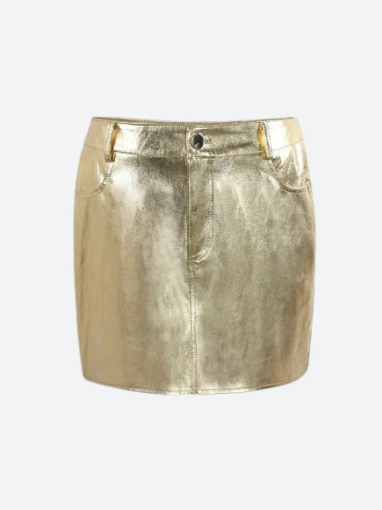 Metallic Faux Leather Mini Skirt - KAYSMAR