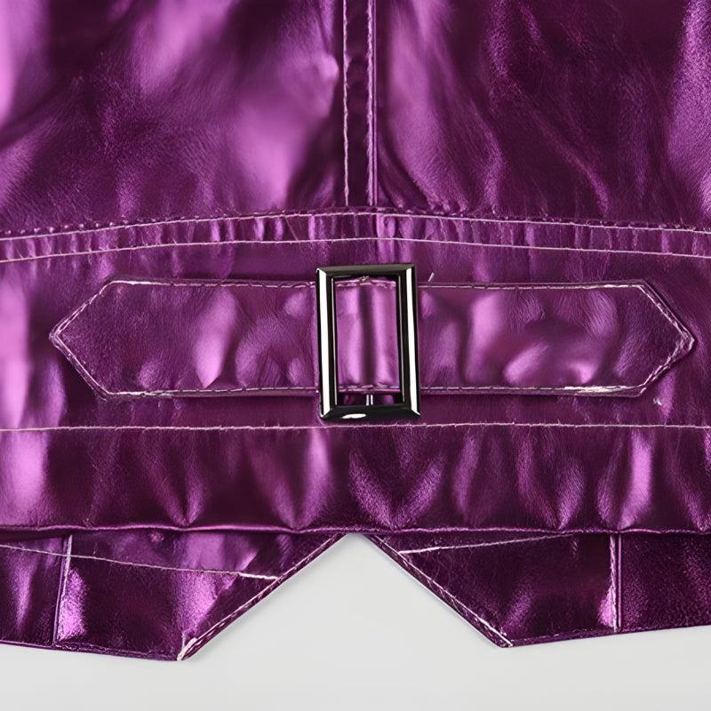 Metallic Fuchsia Faux Leather Jacket - KAYSMAR