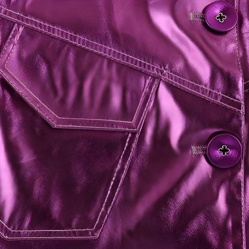 Metallic Fuchsia Faux Leather Jacket - KAYSMAR