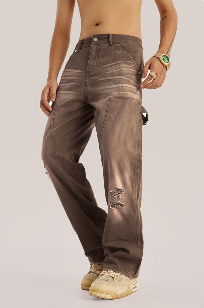 Mid Rise Washed Distressed Jeans - KAYSMAR