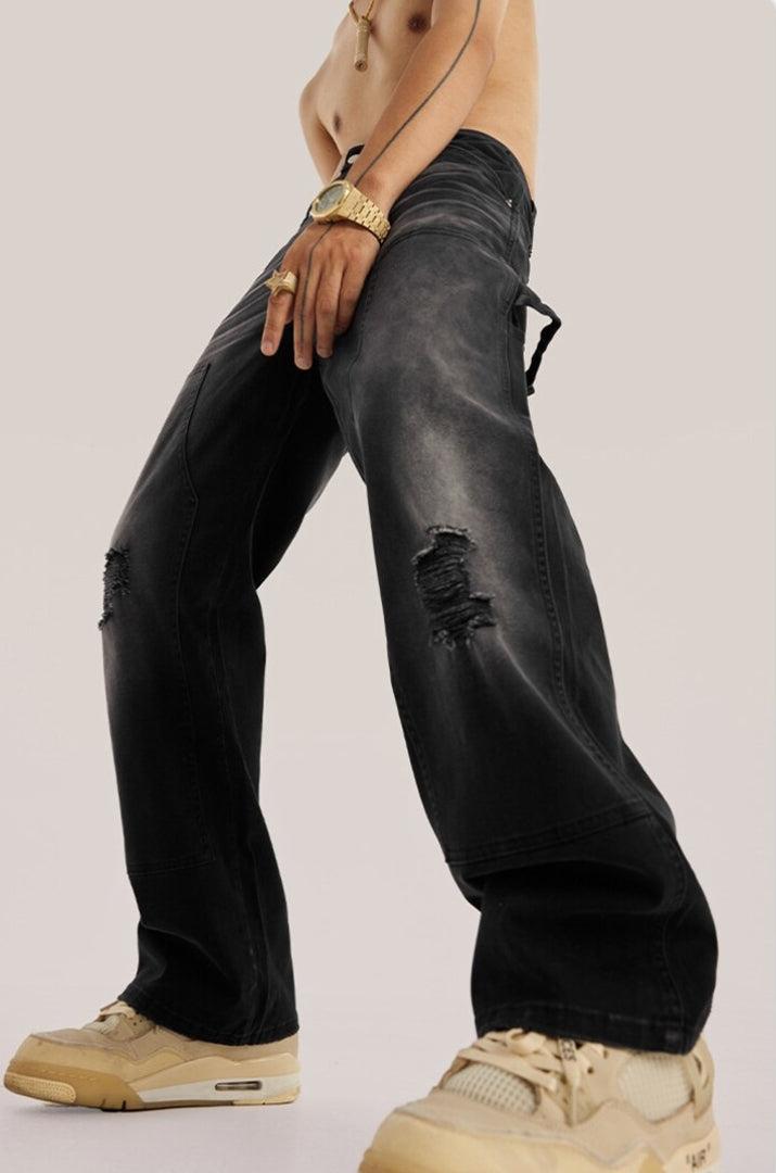 Mid Rise Washed Distressed Jeans - KAYSMAR