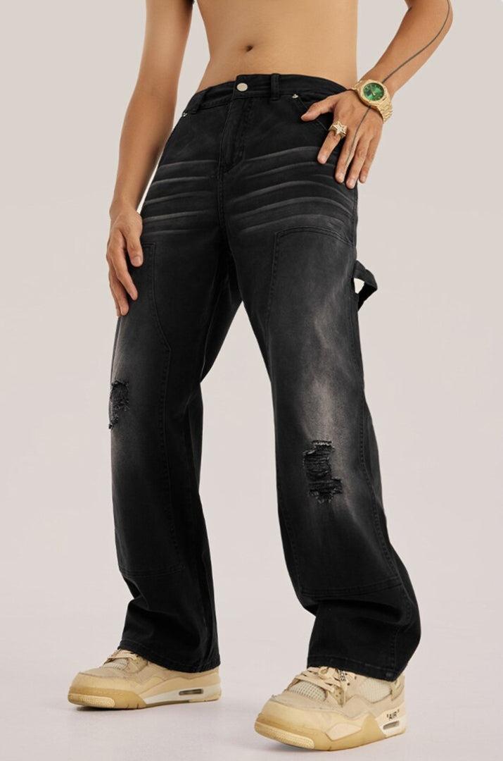 Mid Rise Washed Distressed Jeans - KAYSMAR