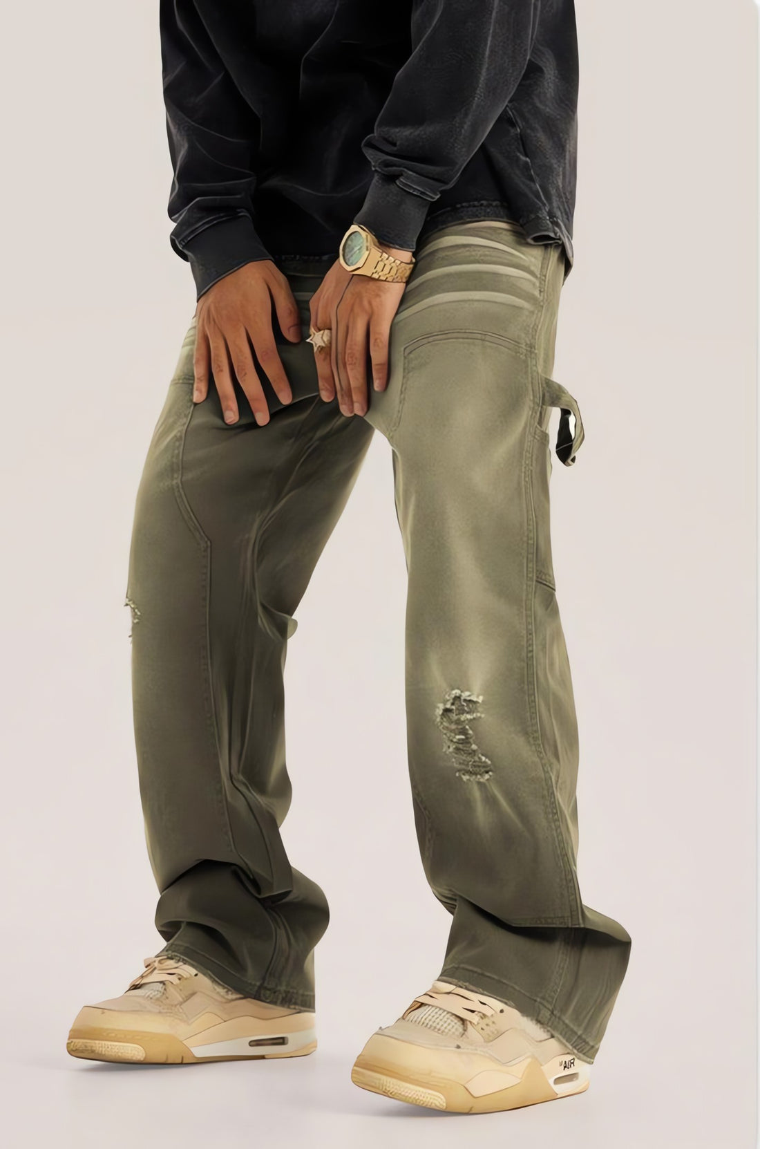 Mid Rise Washed Distressed Jeans - KAYSMAR
