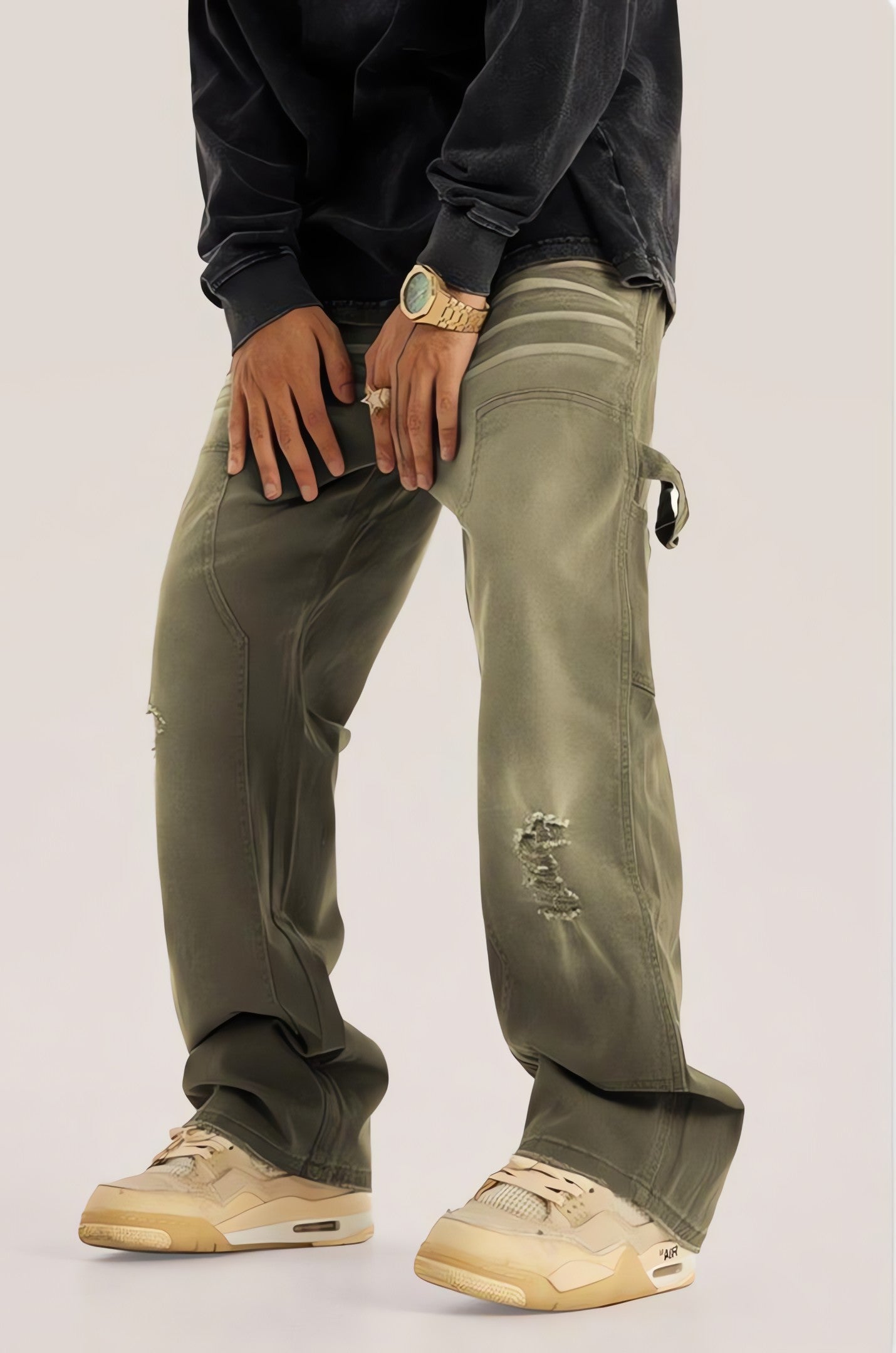 Mid Rise Washed Distressed Jeans - KAYSMAR