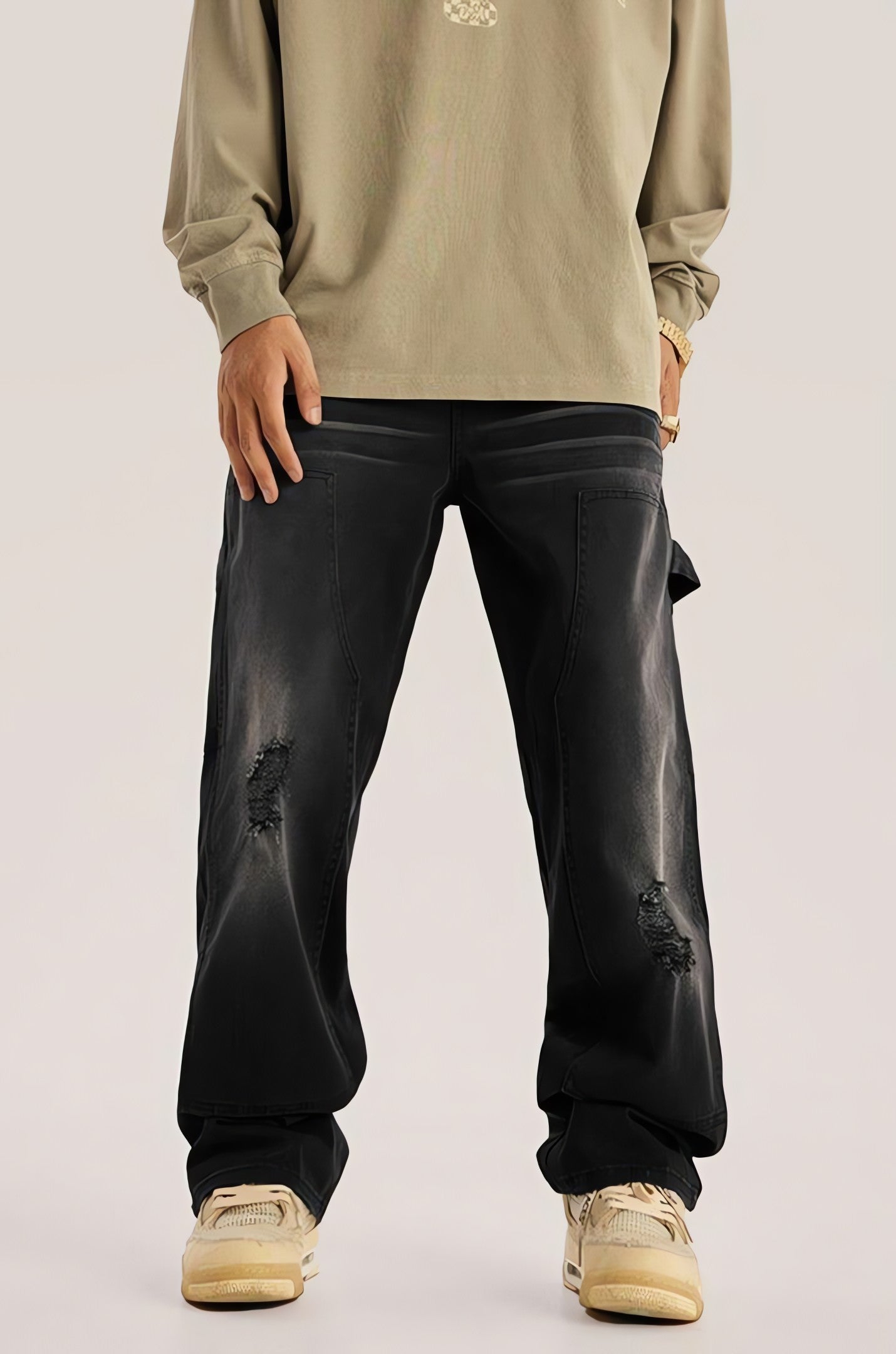 Mid Rise Washed Distressed Jeans - KAYSMAR