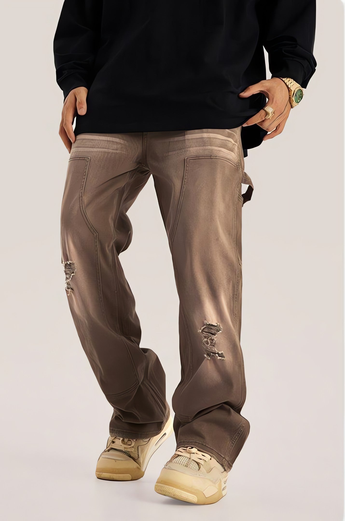 Mid Rise Washed Distressed Jeans - KAYSMAR