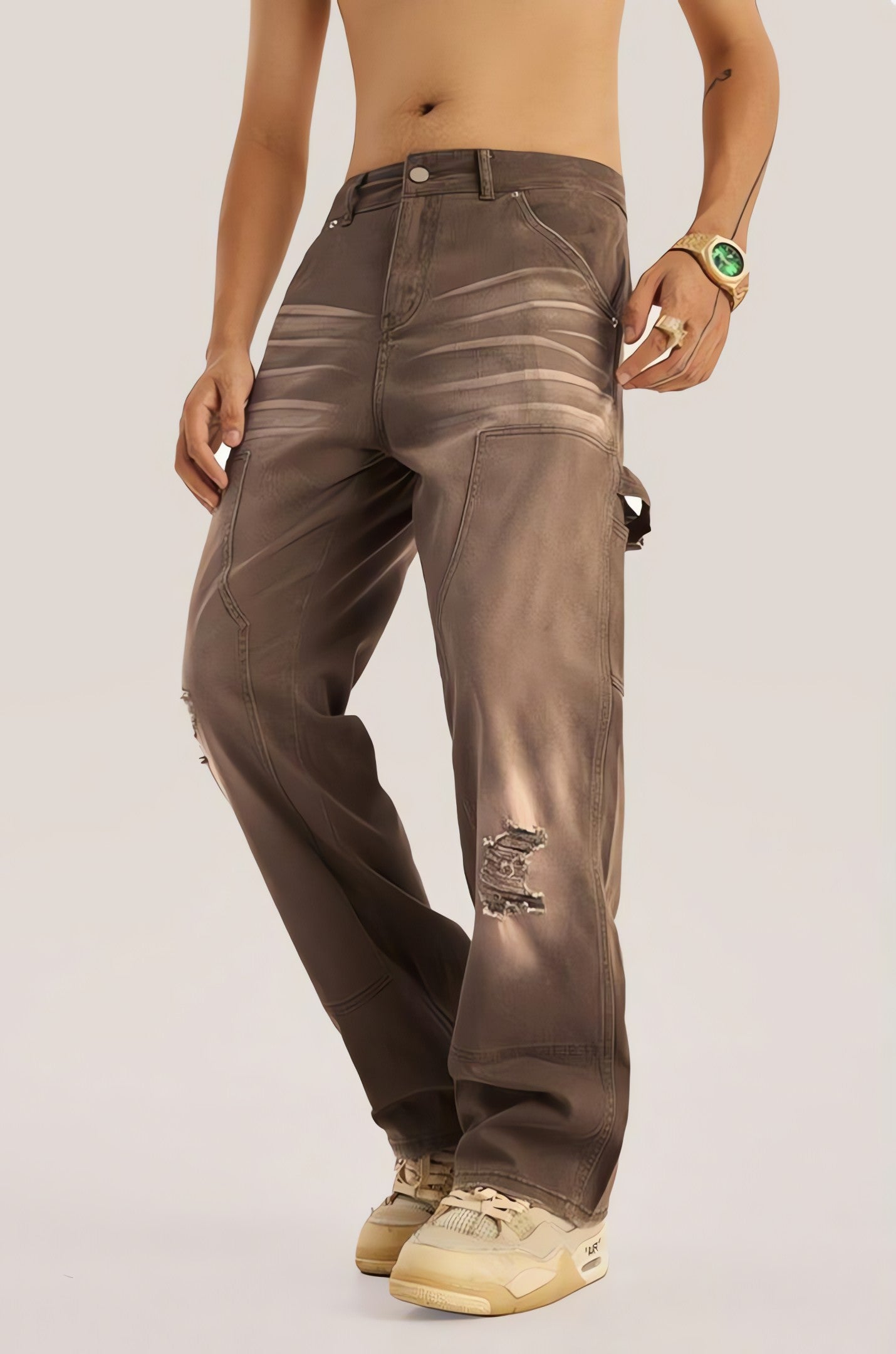 Mid Rise Washed Distressed Jeans - KAYSMAR