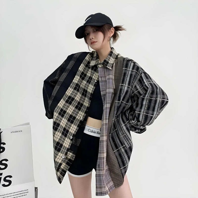 Multi Pattern Plaid Shirt - KAYSMAR